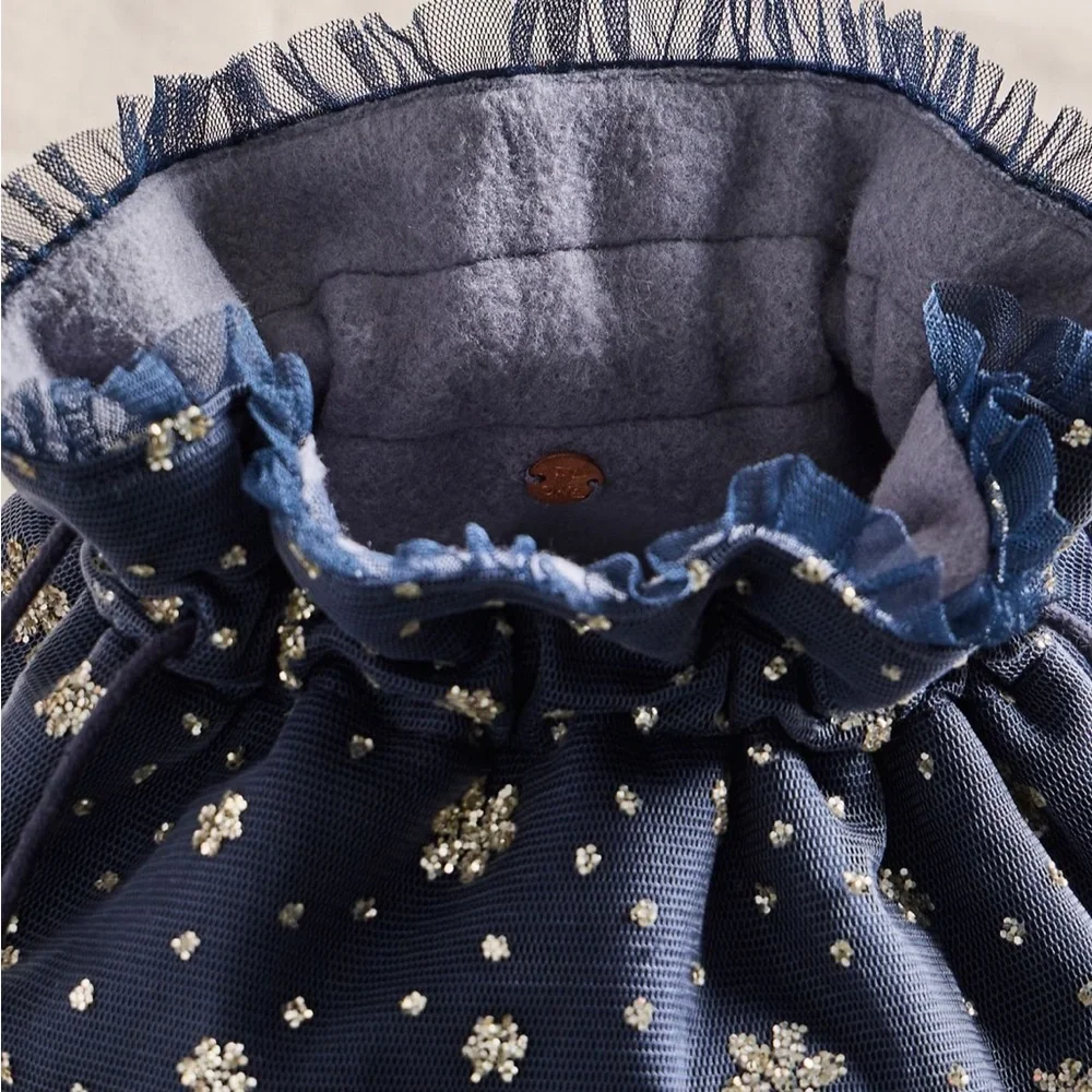 Free People New NWT Seasons Sparkle Gift Sack blue Silver snowflake gift bag